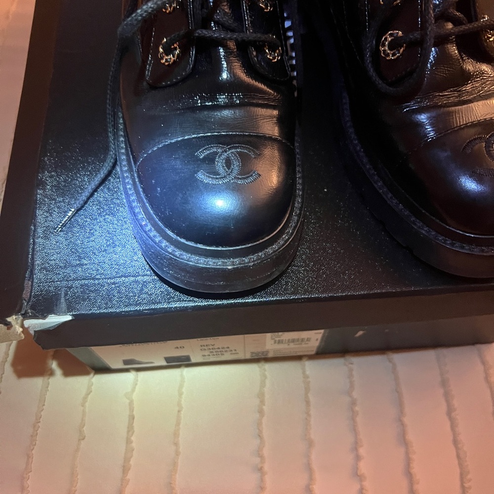 CHANEL Black Leather Men's Boots